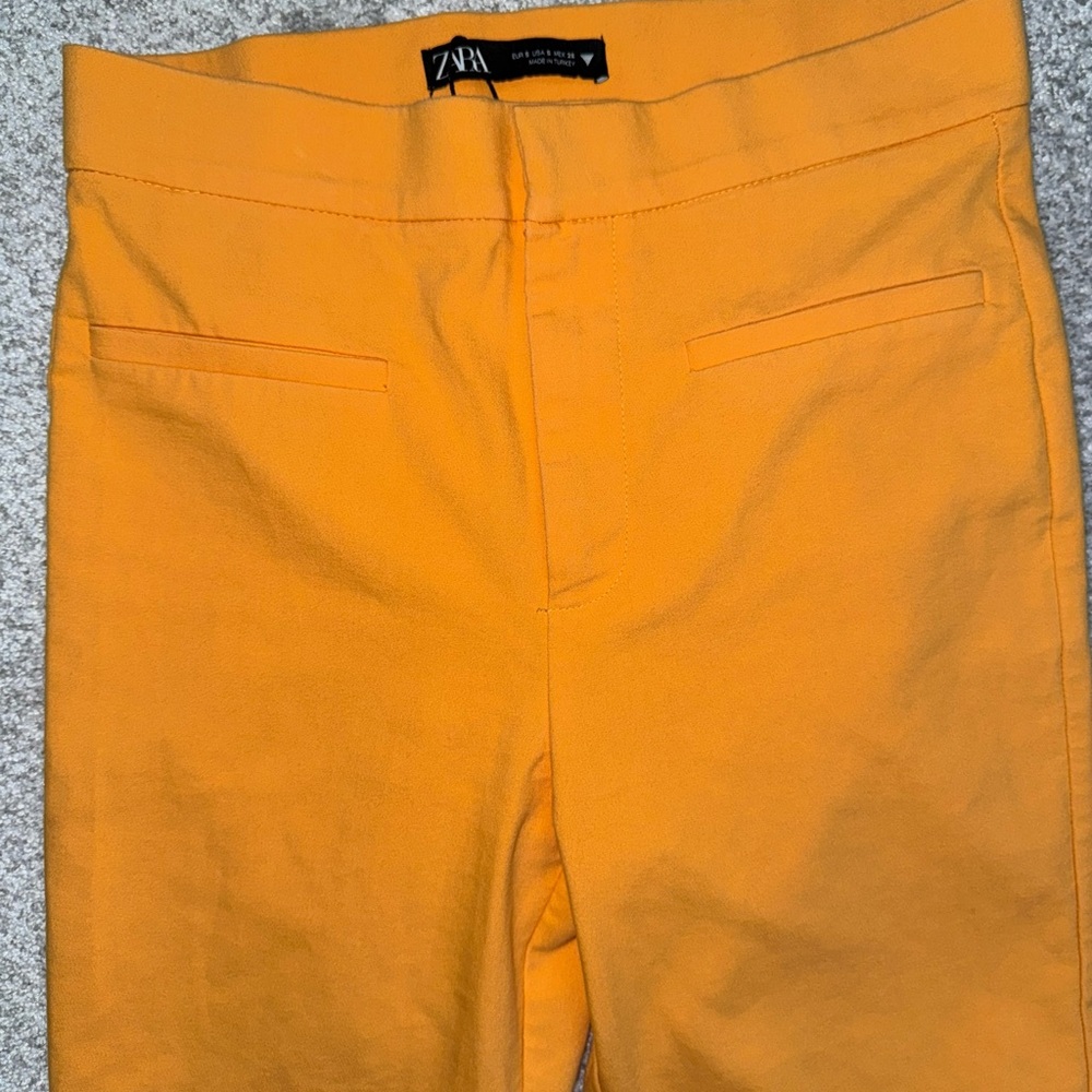 Zara Women's Canary Yellow Flared Leg Pants Trousers Size Small - Picture 2 of 7